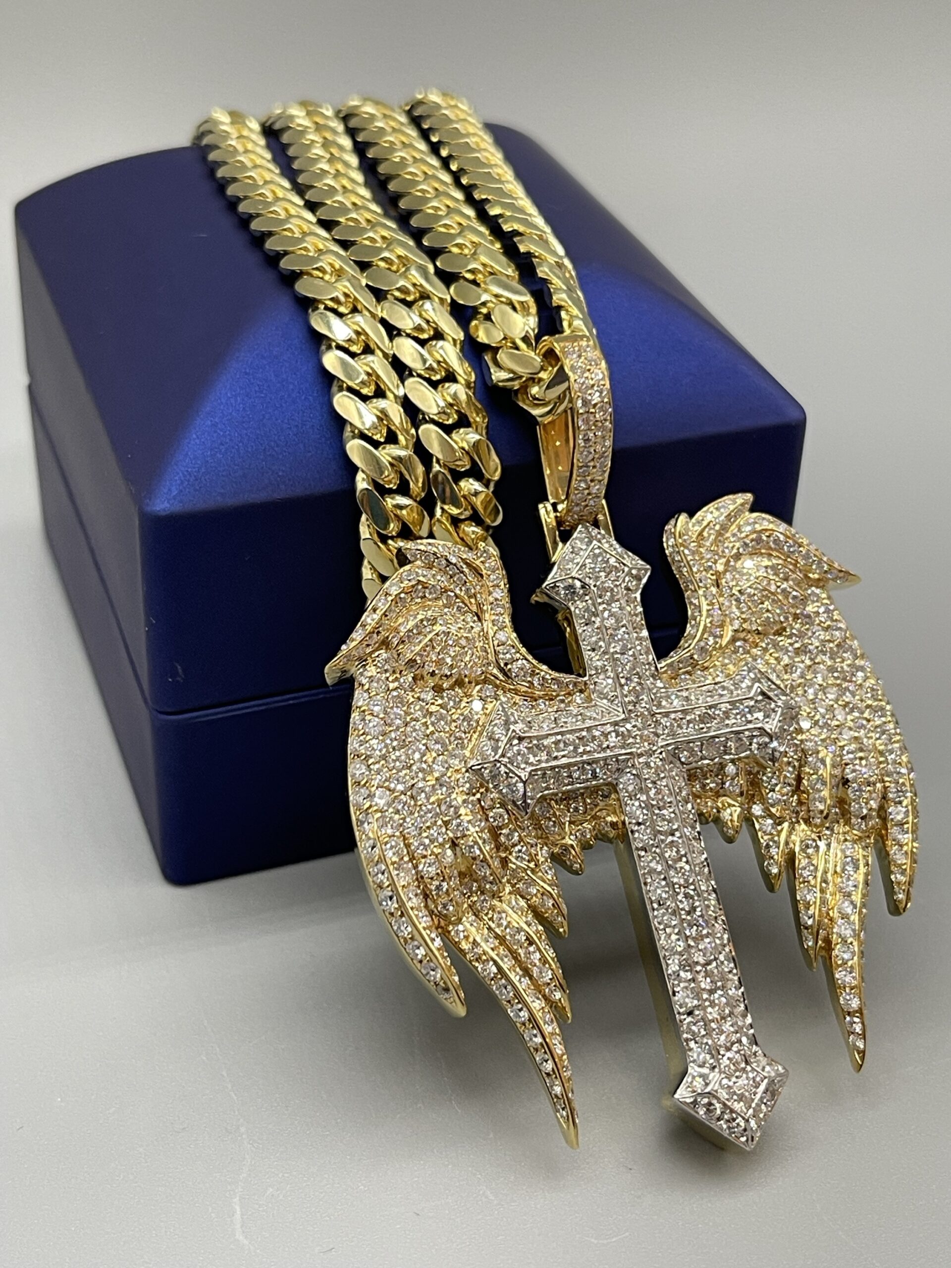 14KT Gold Custom 6.77CT Dia Cross Pendant ComboSet - Image 2