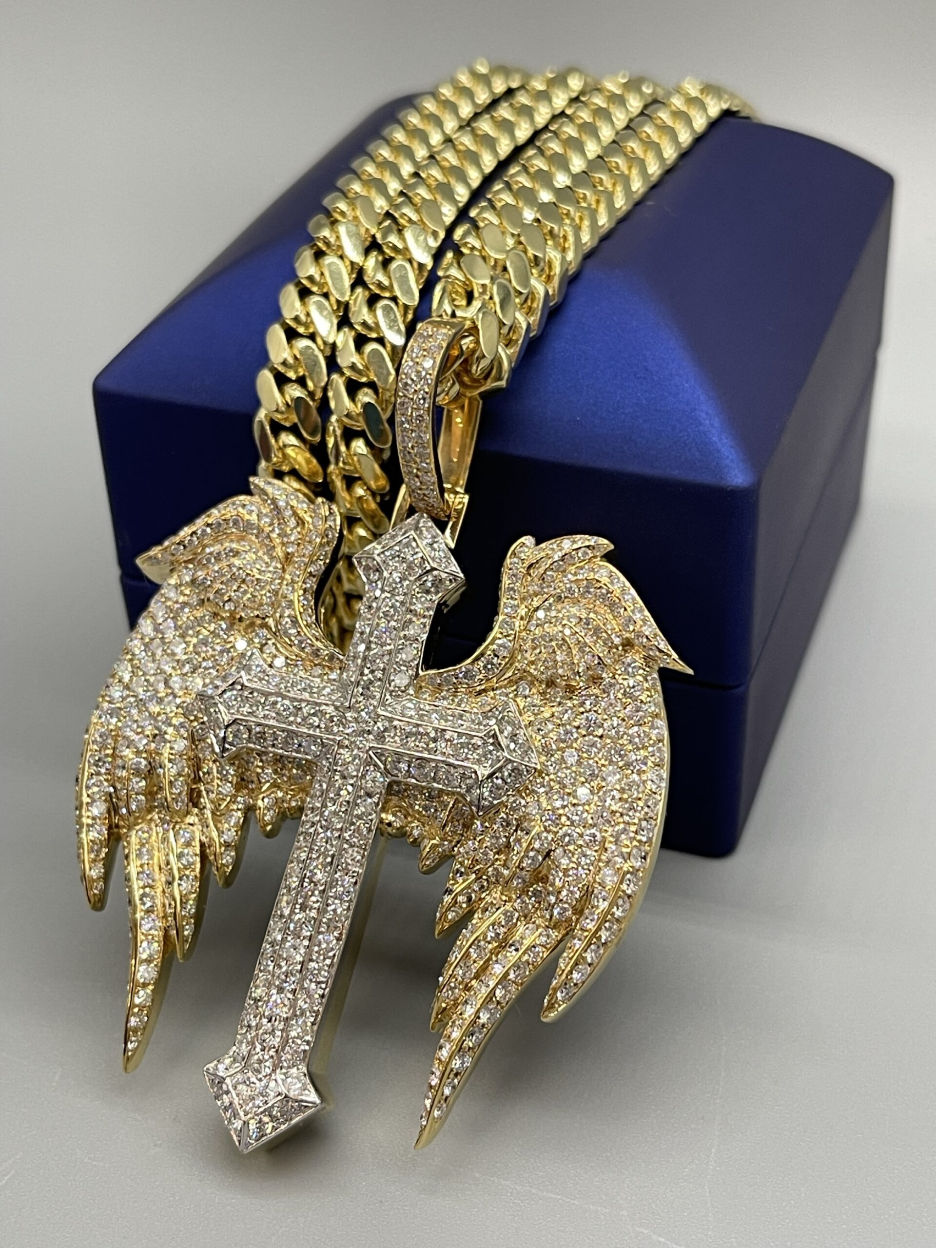 14KT Gold Custom 6.77CT Dia Cross Pendant ComboSet - Image 3