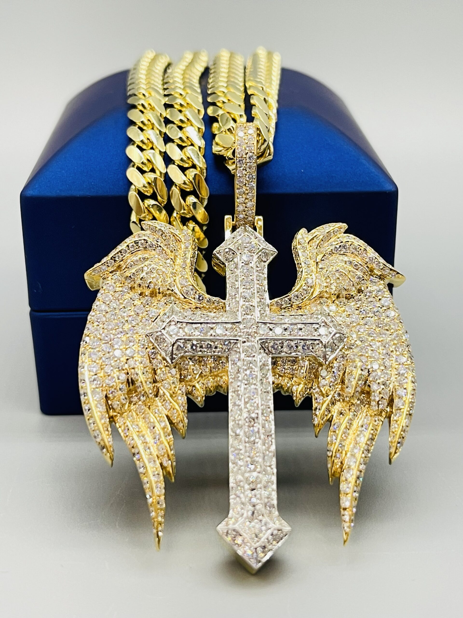 14KT Gold Custom 6.77CT Dia Cross Pendant ComboSet - Image 4