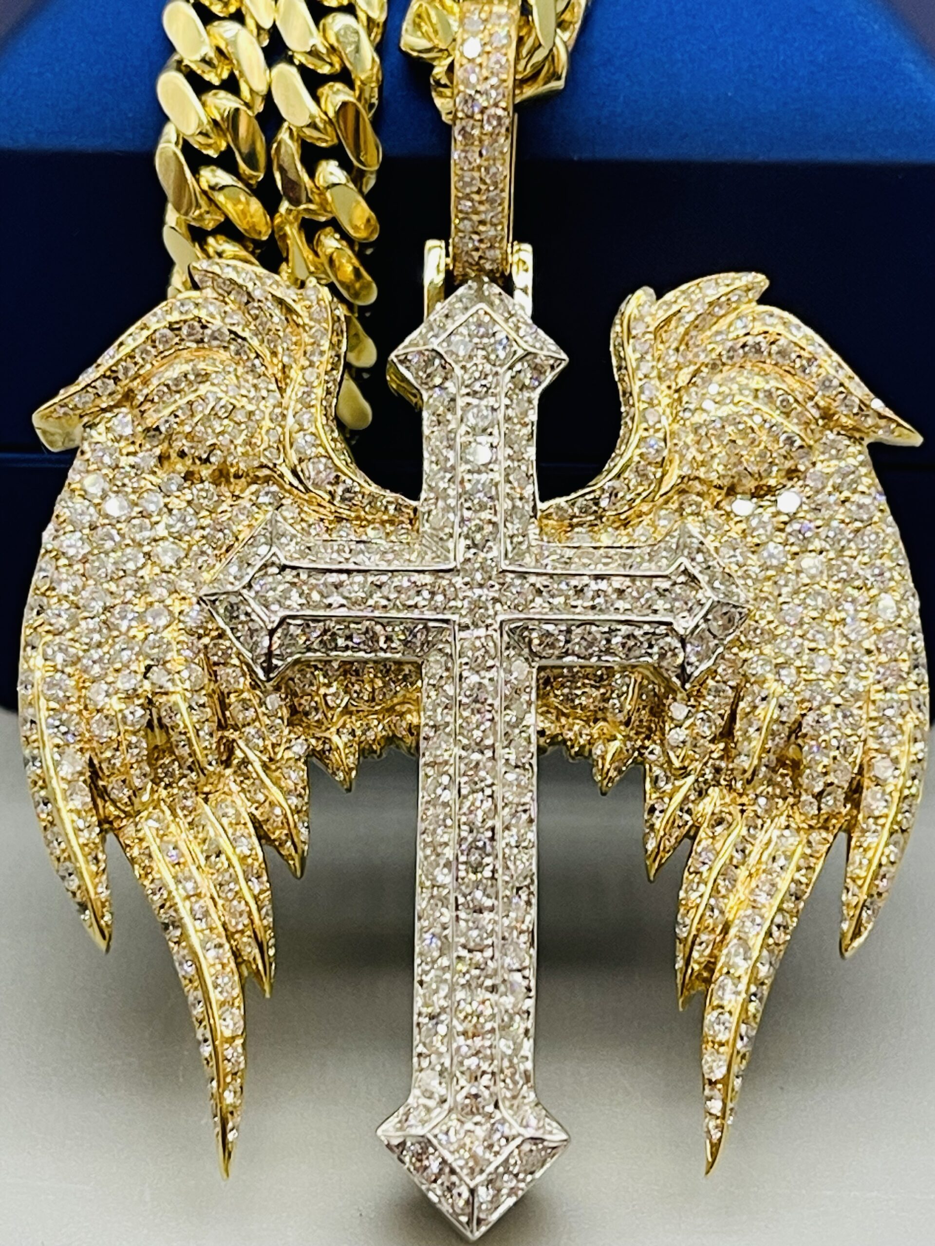 14KT Gold Custom 6.77CT Dia Cross Pendant ComboSet - Image 5