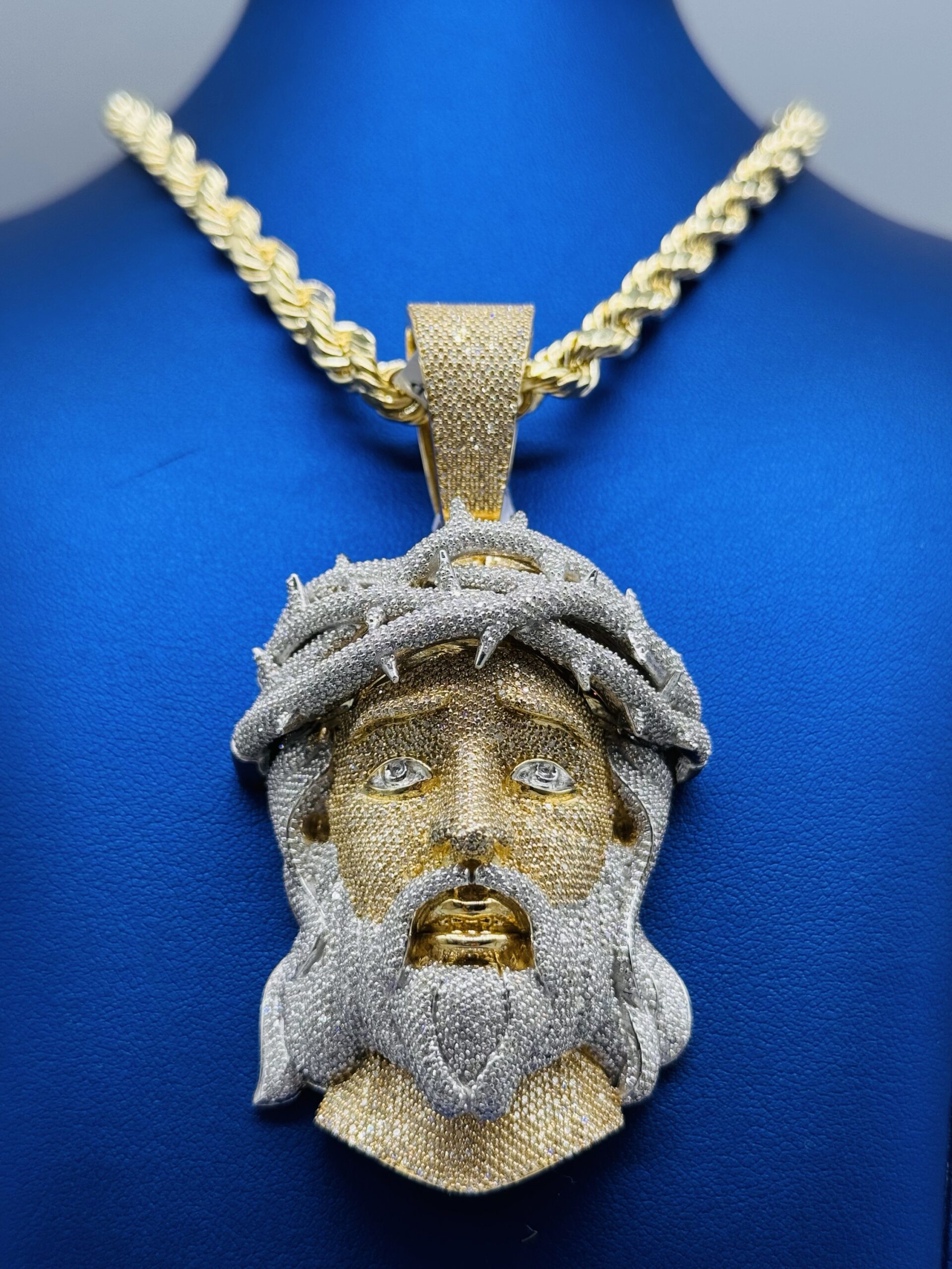 10KT Solid Gold 6.30CT Diamond Jesus Pendant ComboSet