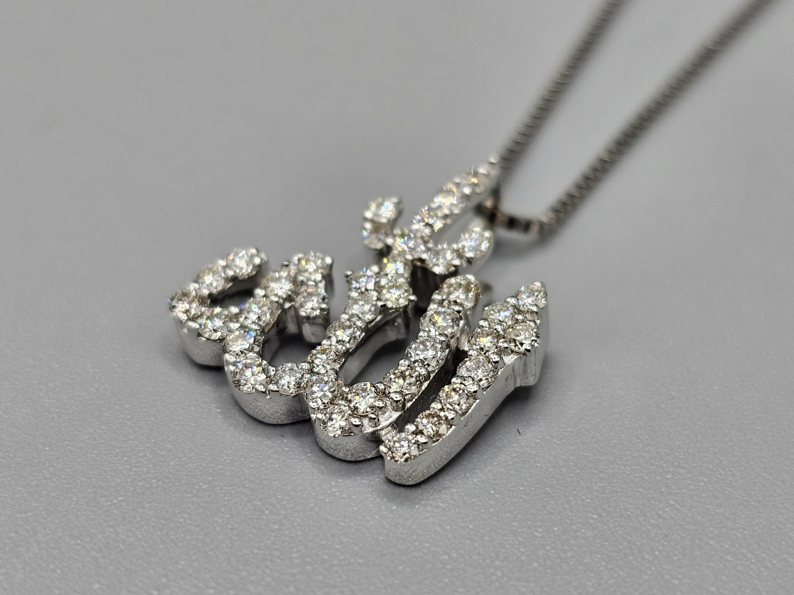 14KT W/Gold 0.50CT Diamond Allah Name Pendant - Image 3