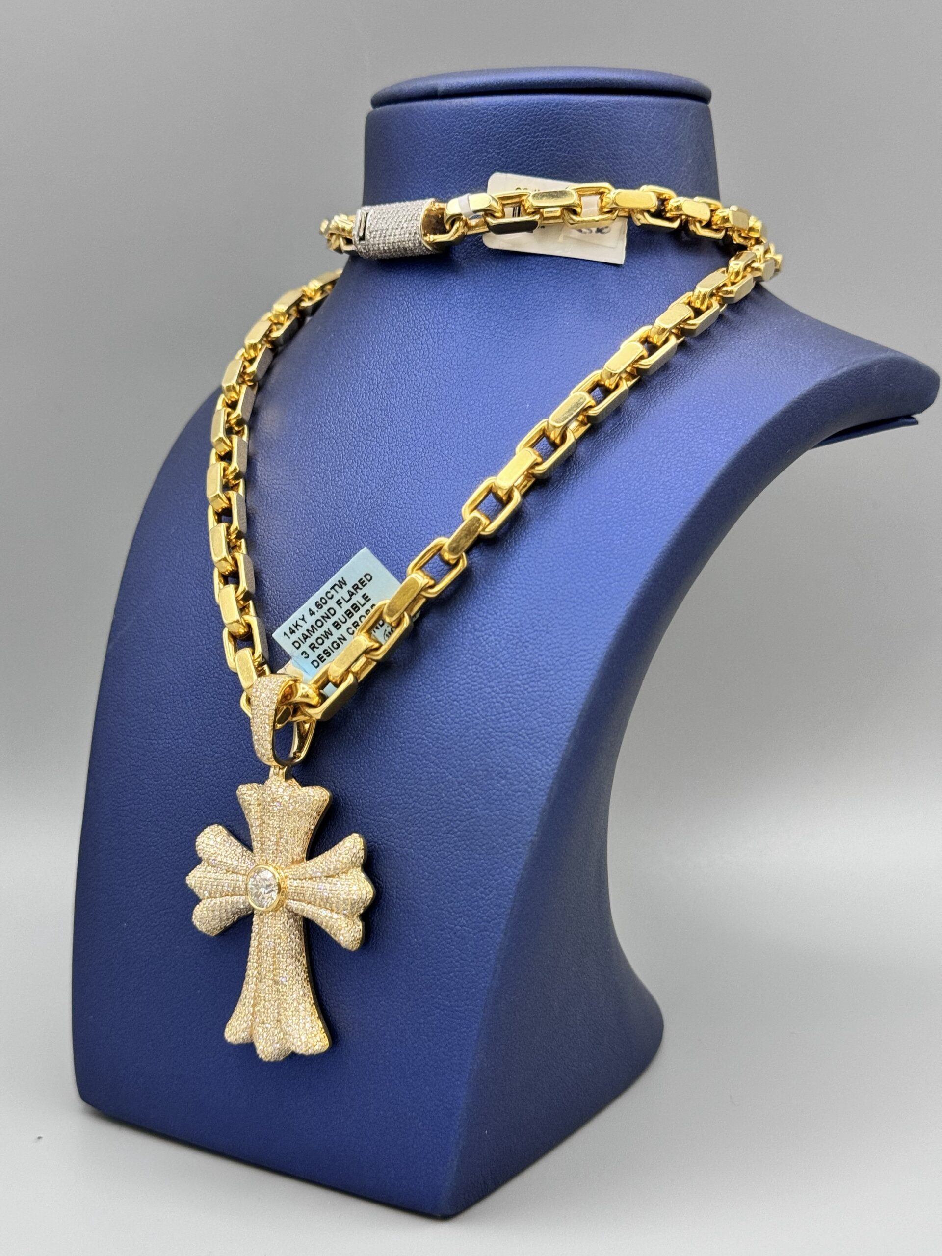 14KT Gold 4.60CT Dia Cross / 14KT 1.22CT Dia Lock AnchorLink ComboSet - Image 2