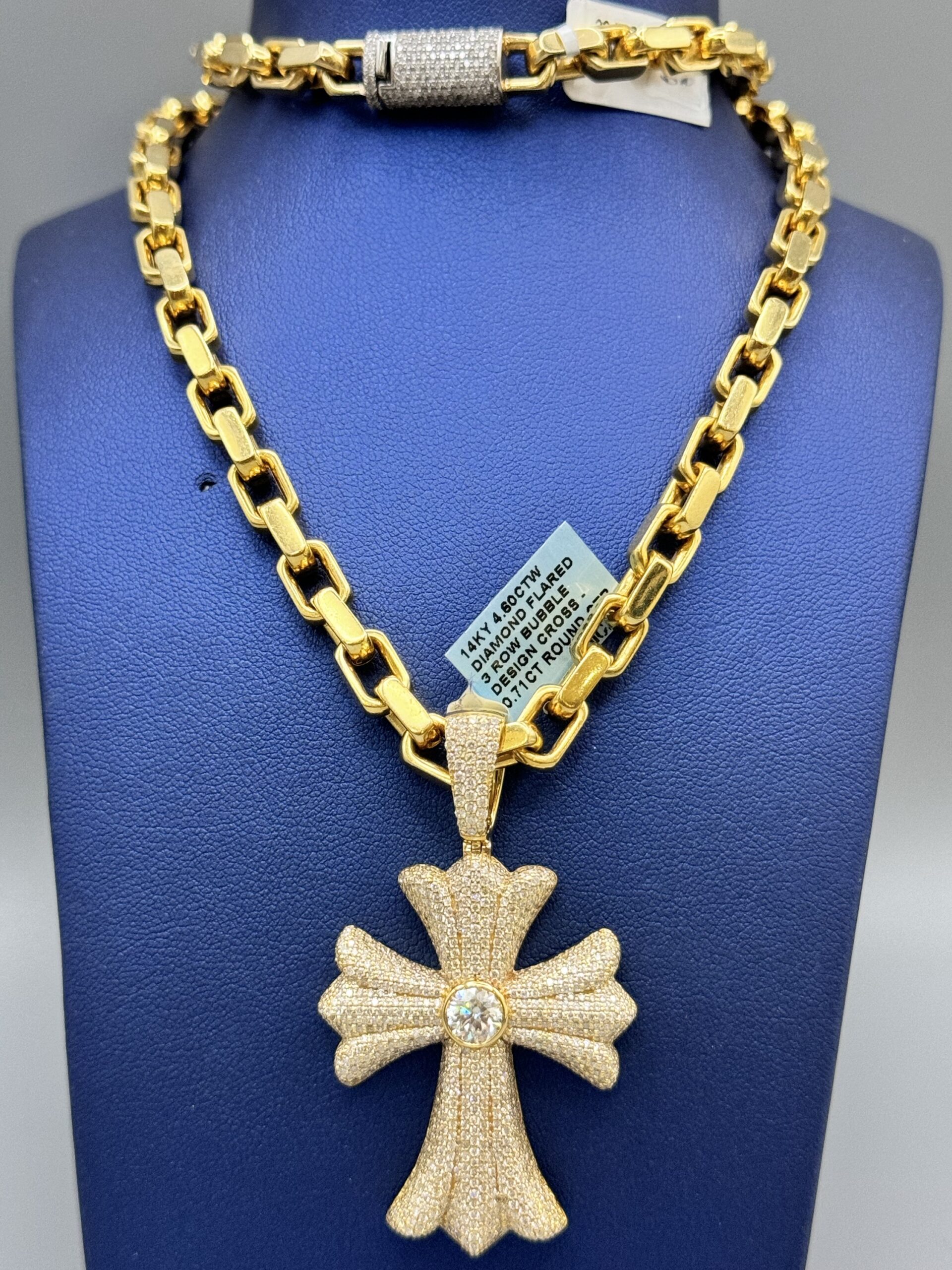 14KT Gold 4.60CT Dia Cross / 14KT 1.22CT Dia Lock AnchorLink ComboSet - Image 4