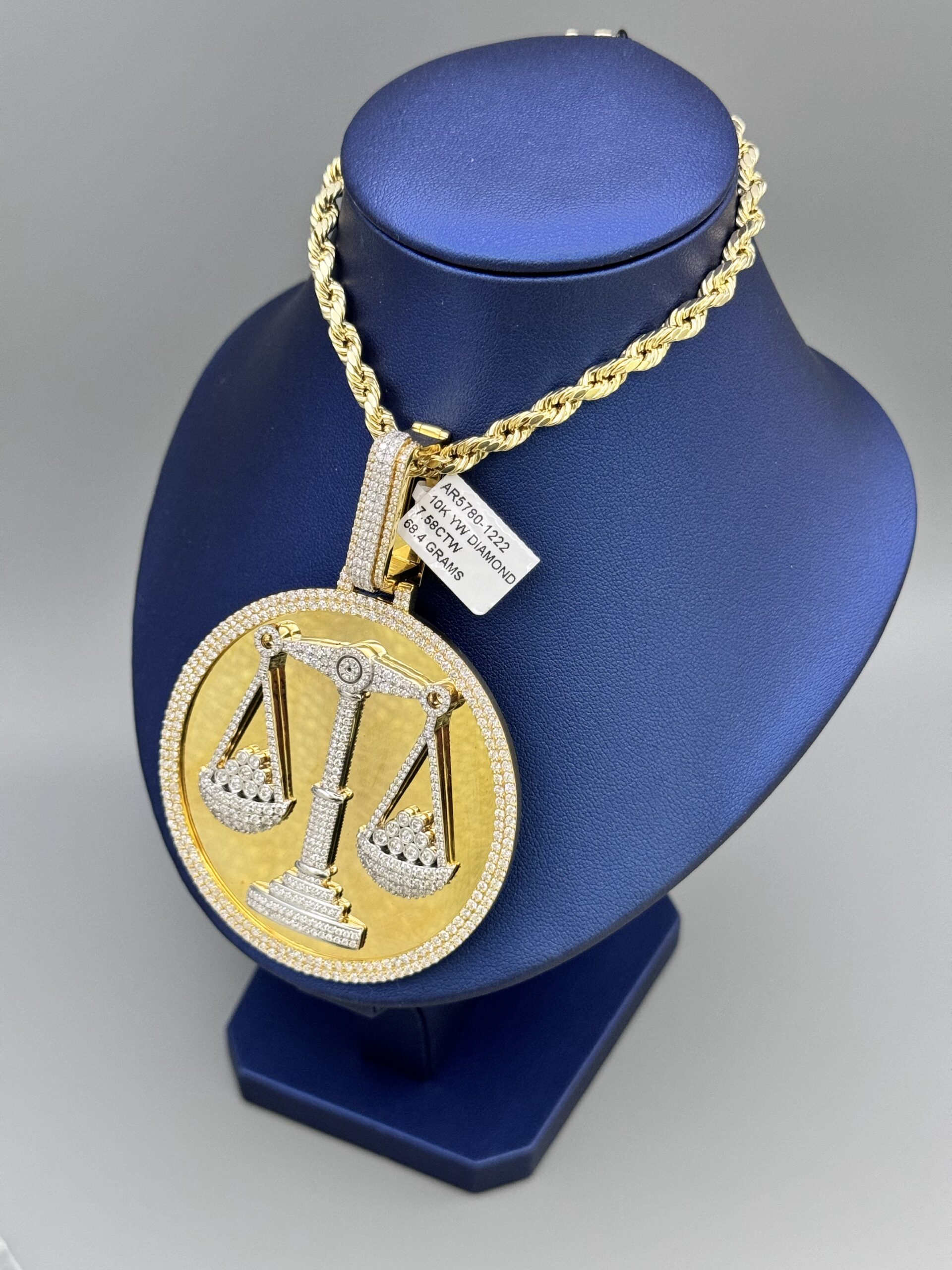 10KT Gold Custom 7.68CT Diamond Justice Scale Pendant ComboSet - Image 2