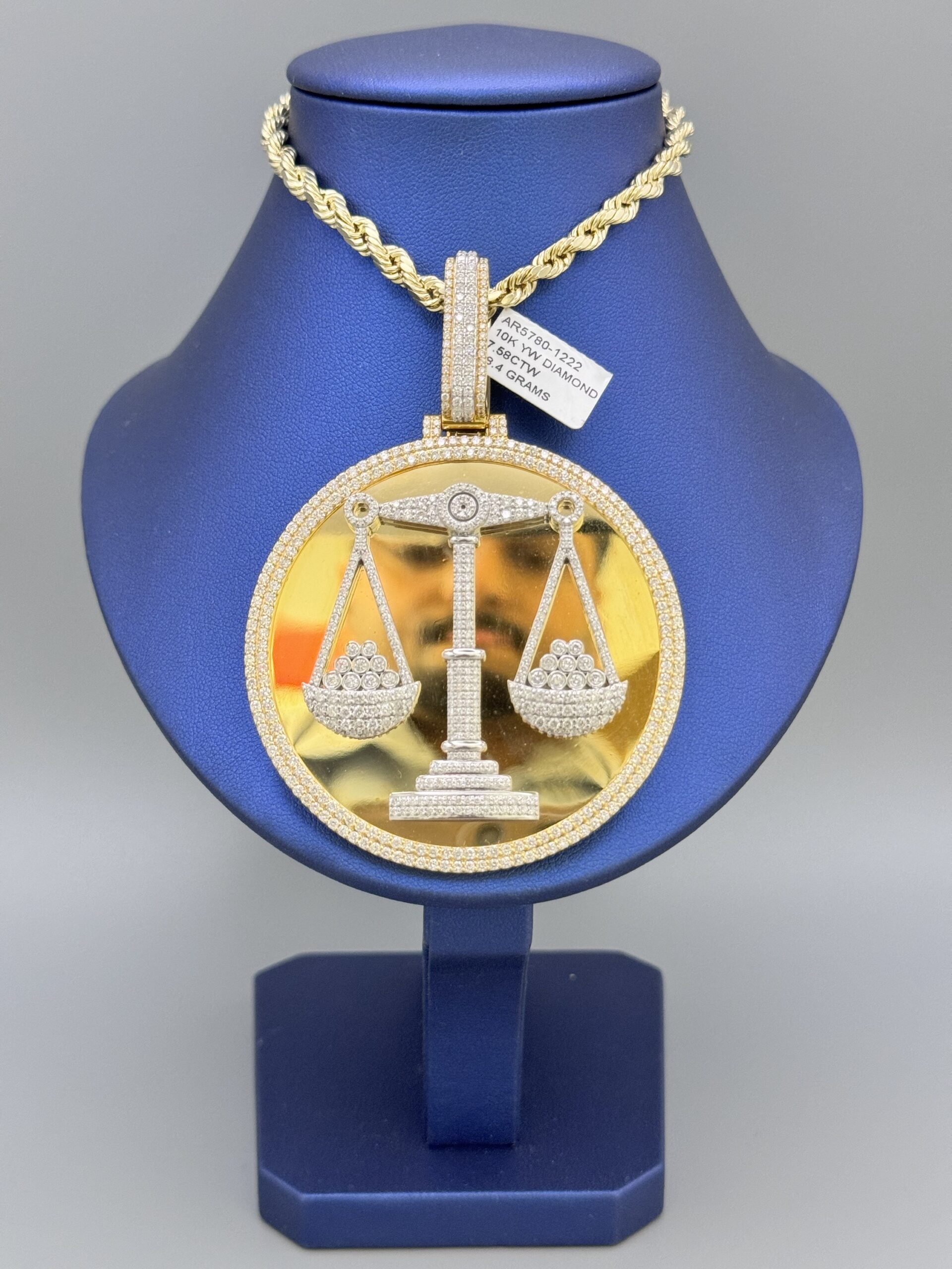 10KT Gold Custom 7.68CT Diamond Justice Scale Pendant ComboSet - Image 4