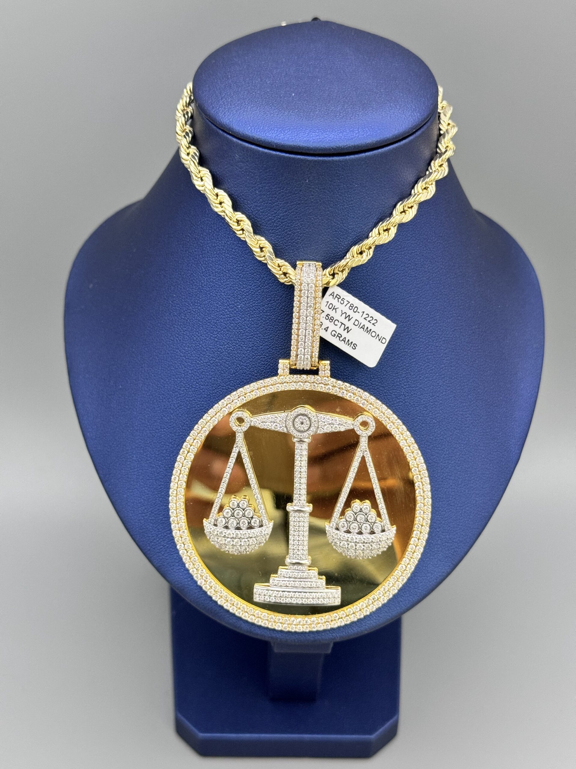 10KT Gold Custom 7.68CT Diamond Justice Scale Pendant ComboSet - Image 5