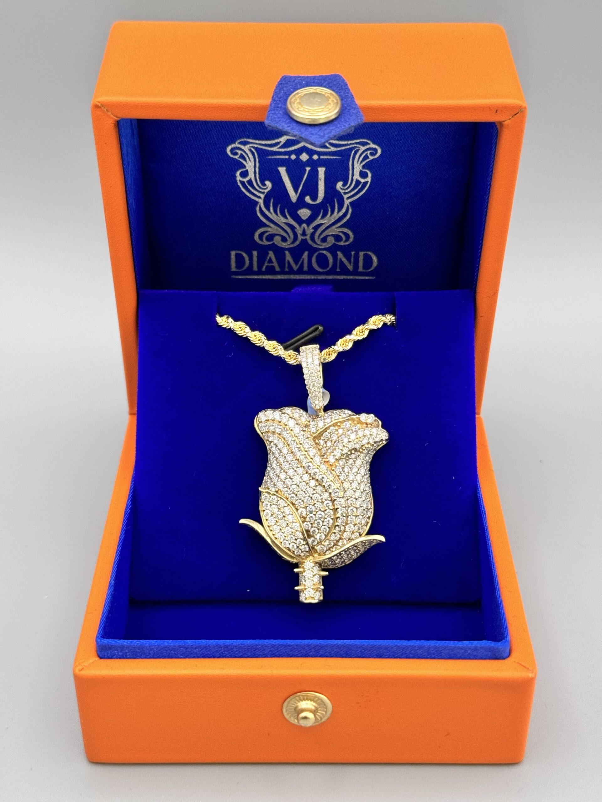 14KT Gold Custom 4.44CT Diamond Rose Pendant ComboSet - Image 2