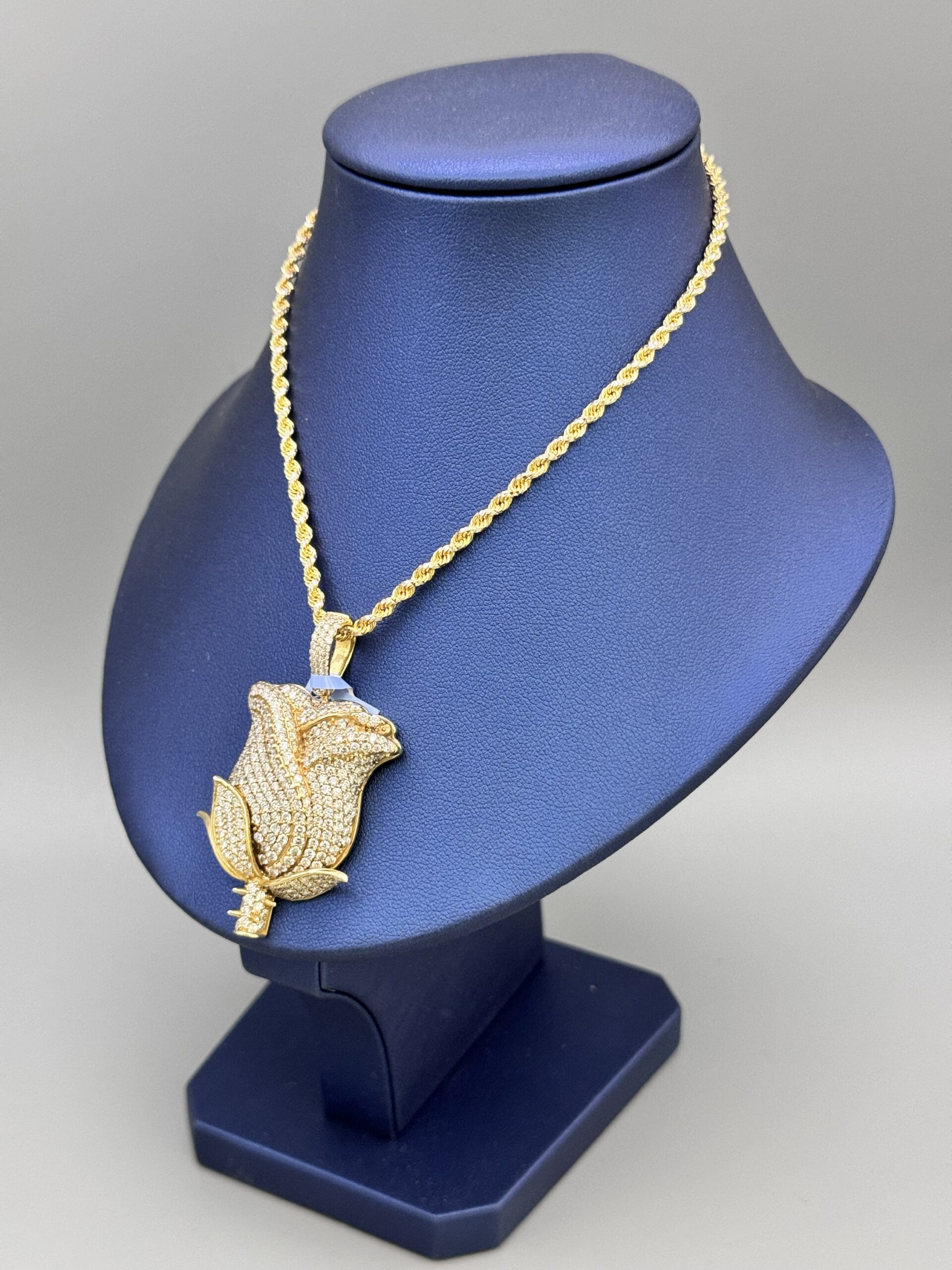 14KT Gold Custom 4.44CT Diamond Rose Pendant ComboSet - Image 4