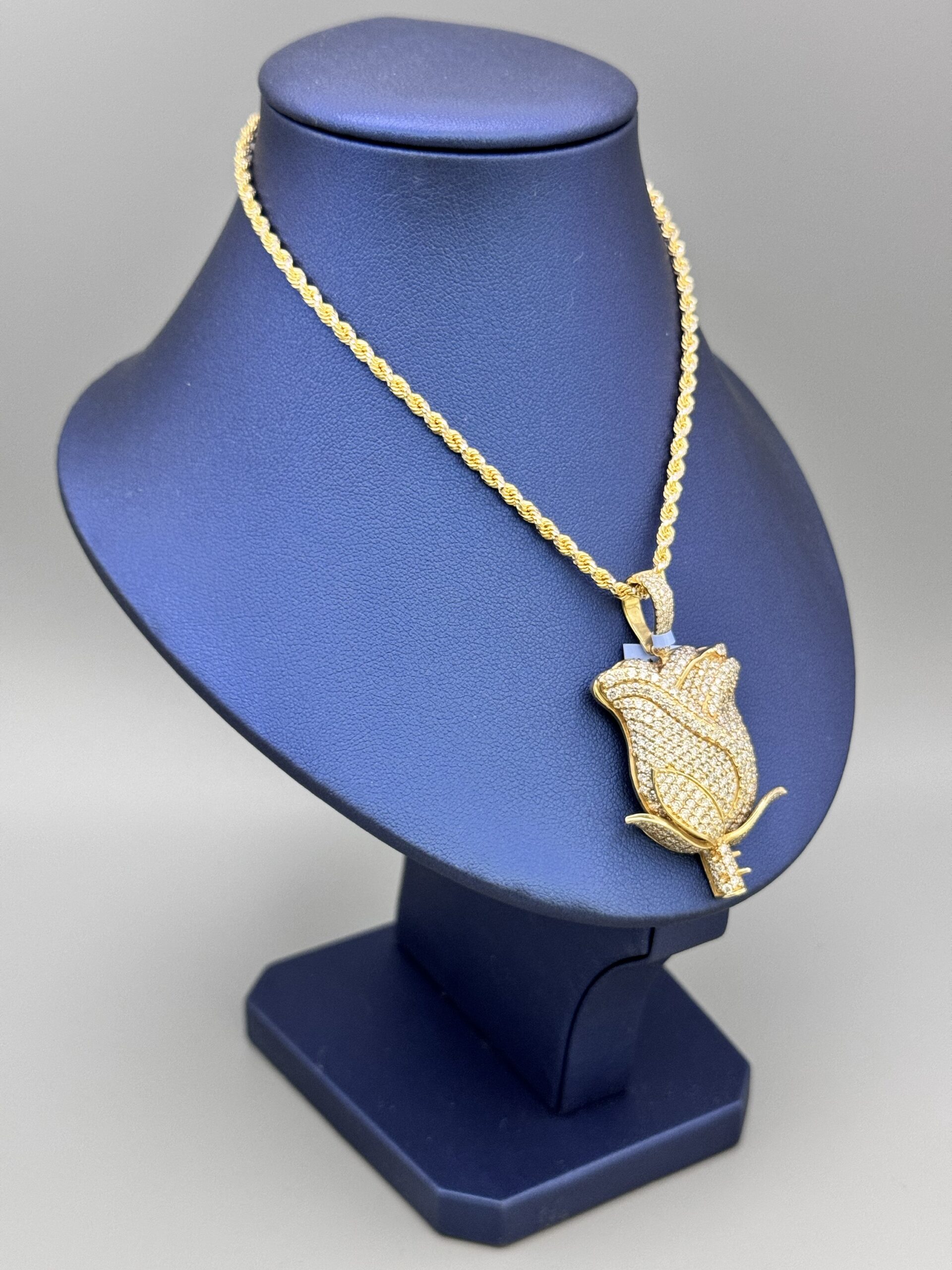 14KT Gold Custom 4.44CT Diamond Rose Pendant ComboSet - Image 5