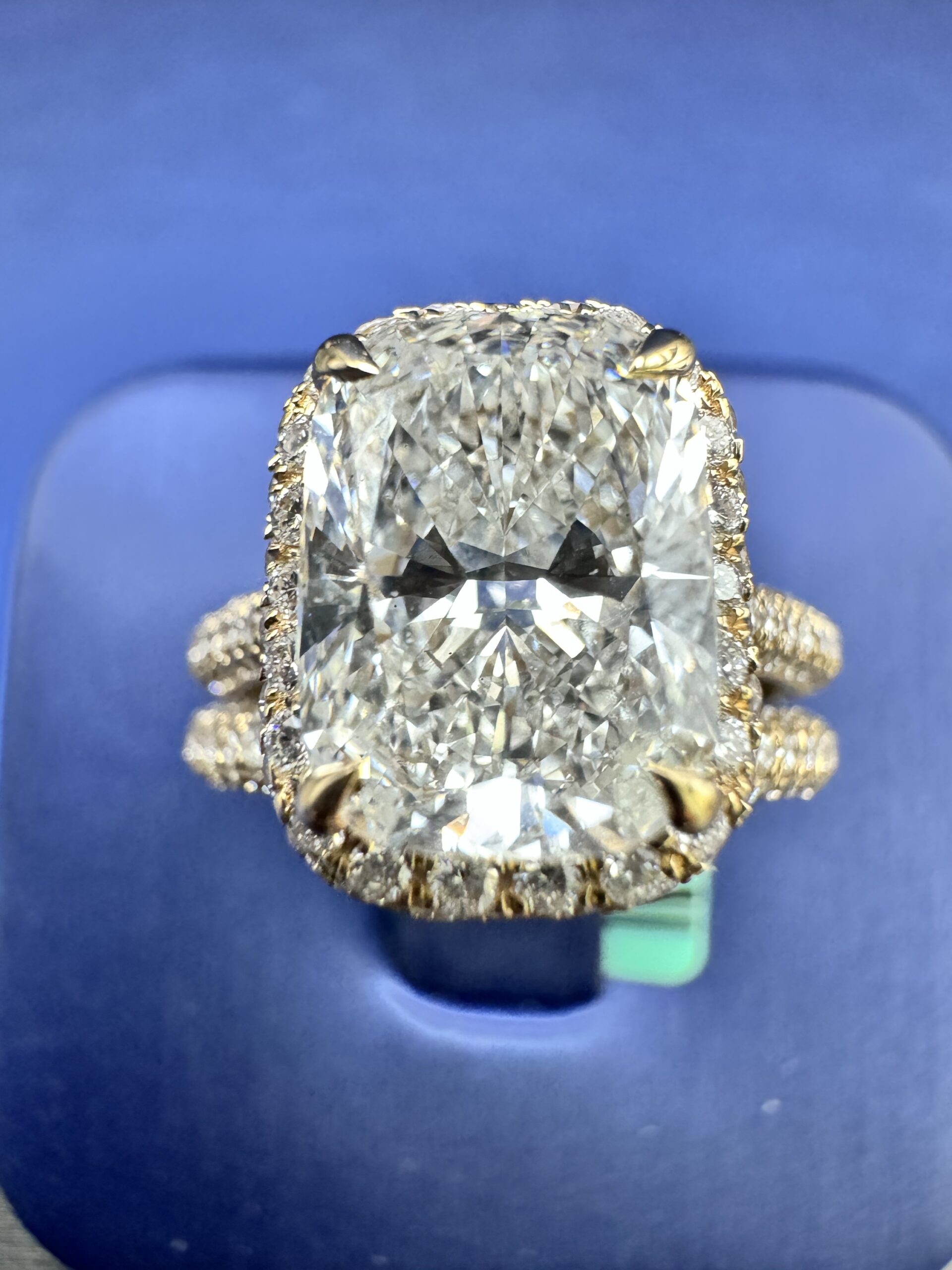 14KT Gold 4.74CT LabGrown Rectangle CushionCut Bridal Ring